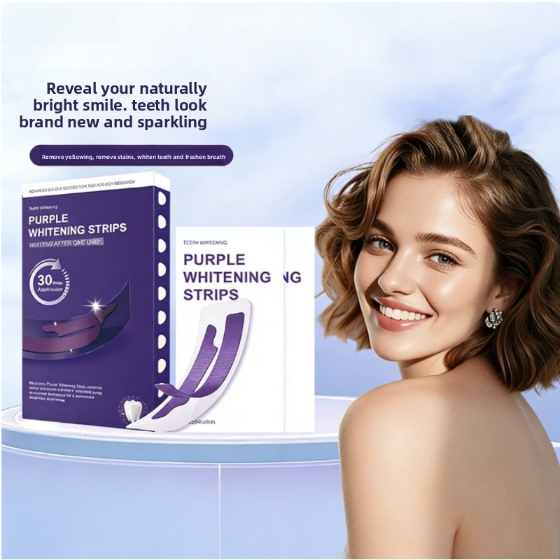 V34 Purple Glowing Dry Tooth S - Teeth Whitening Strips ulasan dan harga