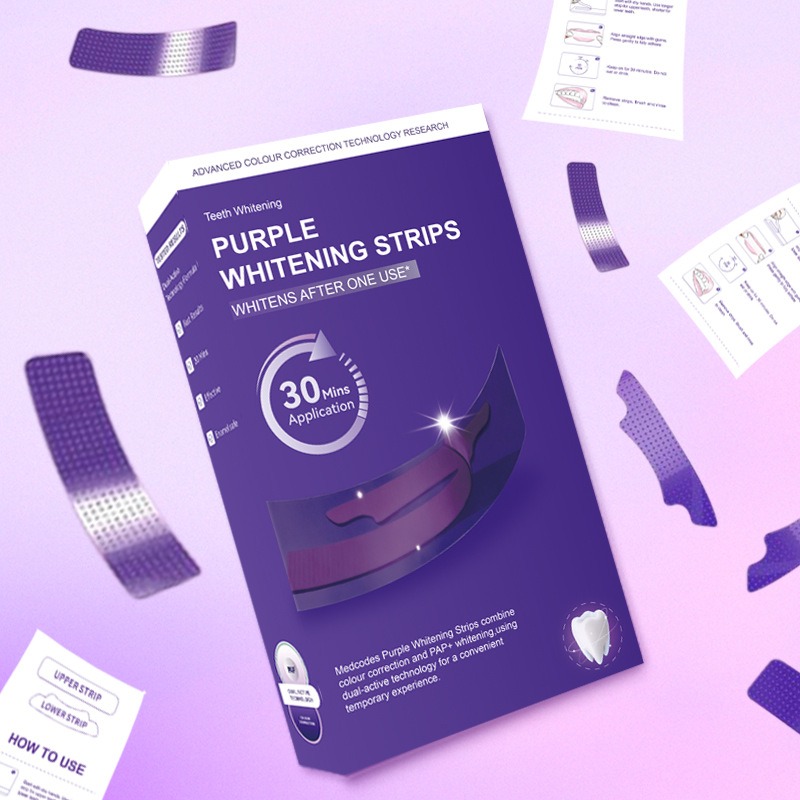 V34 Purple Glowing Dry Tooth S - Teeth Whitening Strips ulasan dan harga
