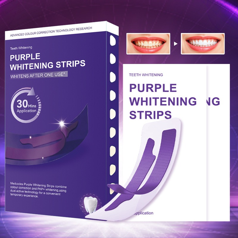 V34 Purple Glowing Dry Tooth S - Teeth Whitening Strips ulasan dan harga