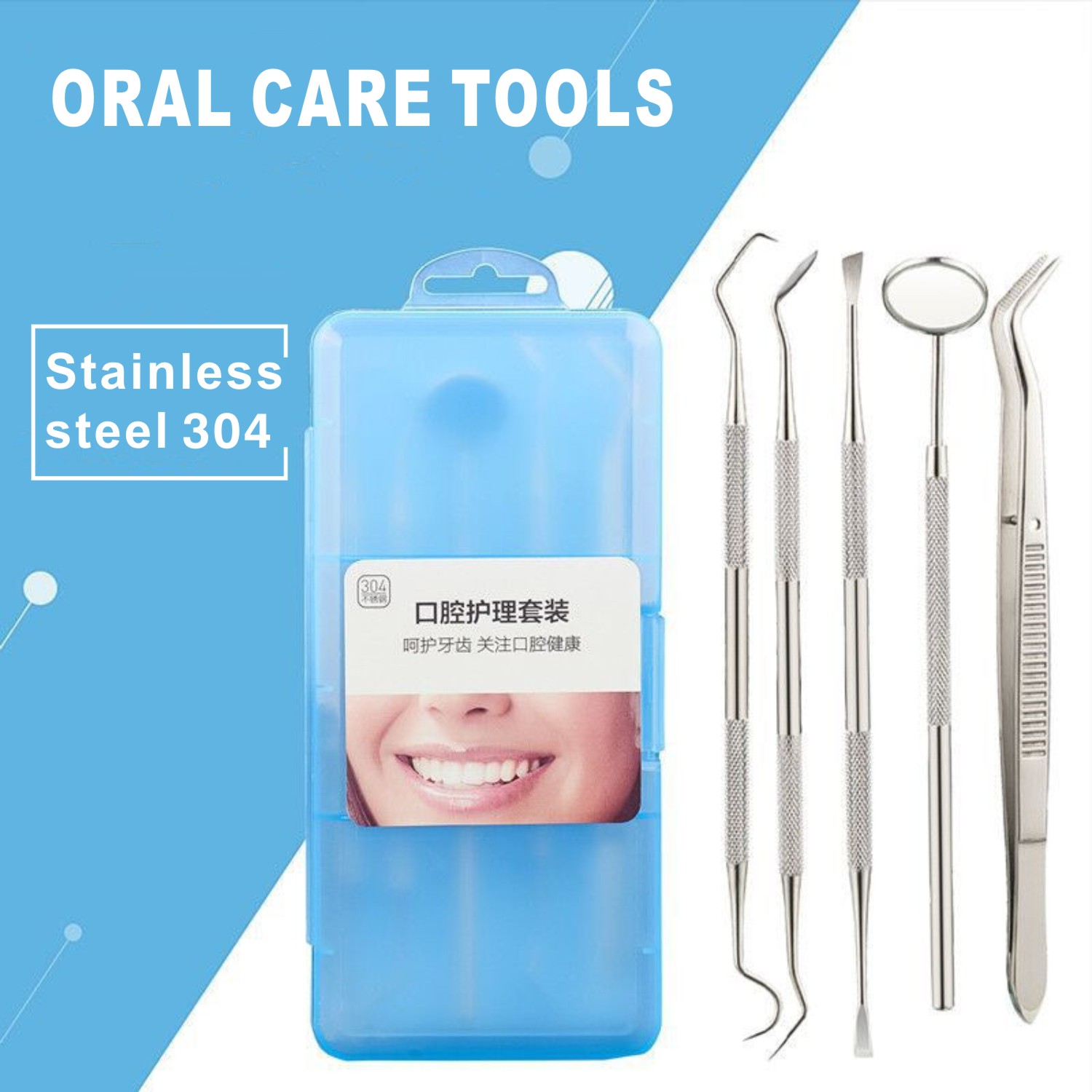 5-in-1 Stainless Steel Oral Ca - Teeth Whitening Home Kit ulasan dan harga